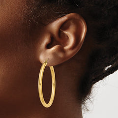 14K Polished 3mm Lightweight Tube Hoop Earrings - 3
