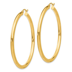 14K Polished 3mm Tube Hoop Earrings - 4