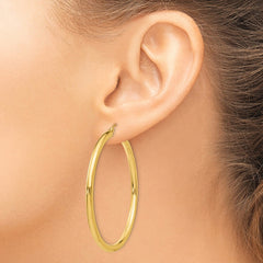 14K Polished 3mm Tube Hoop Earrings - 4