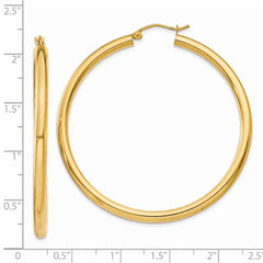 14K Polished 3mm Tube Hoop Earrings - 4