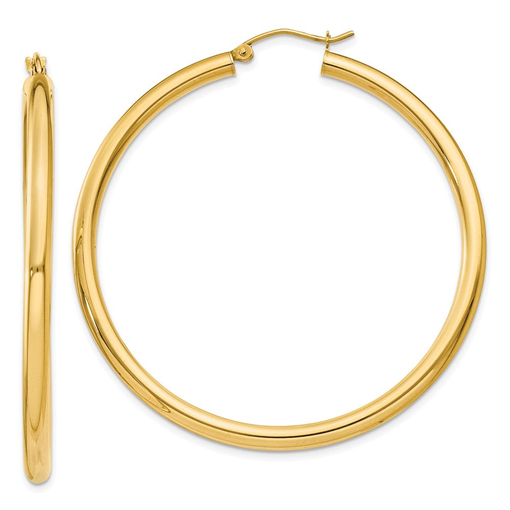 14K Polished 3mm Tube Hoop Earrings - 4