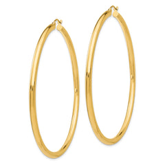 14K Polished 3mm Lightweight Tube Hoop Earrings - 8