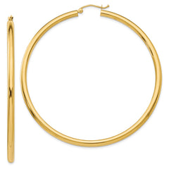 14K Polished 3mm Lightweight Tube Hoop Earrings - 8