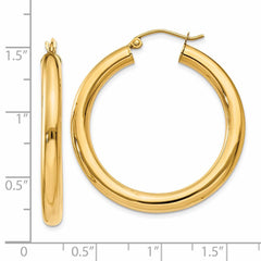 14K Polished 4mm Tube Hoop Earrings - 4
