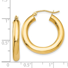 14k Polished 4mm Tube Hoop Earrings - 2