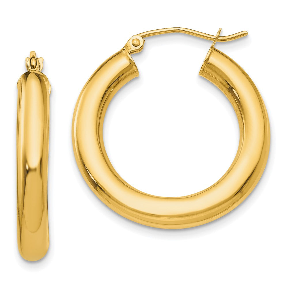 14k Polished 4mm Tube Hoop Earrings - 2