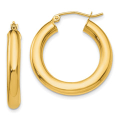 14k Polished 4mm Tube Hoop Earrings - 2