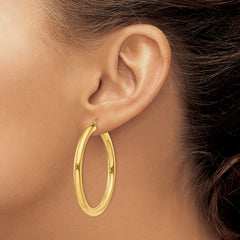 14K Polished 4mm Lightweight Tube Hoop Earrings - 5