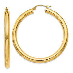 14K Polished 4mm Lightweight Tube Hoop Earrings - 5
