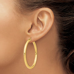 14K Polished 4mm Tube Hoop Earrings - 6