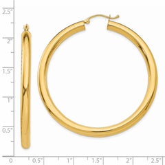 14K Polished 4mm Lightweight Tube Hoop Earrings - 6