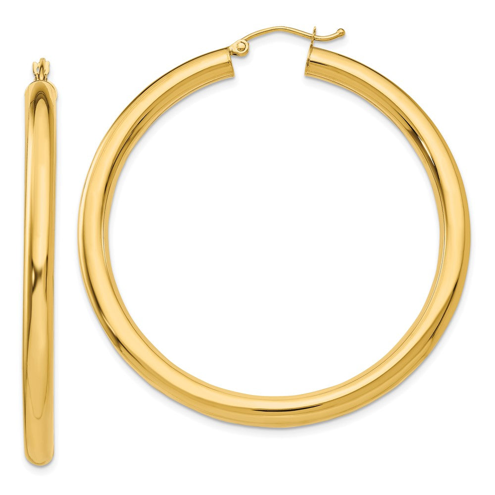 14K Polished 4mm Tube Hoop Earrings - 6