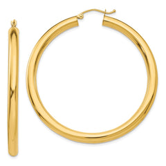 14K Polished 4mm Tube Hoop Earrings - 6