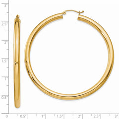 14K Polished 4mm Tube Hoop Earrings - 7