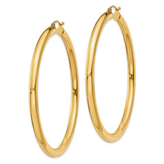 14K Polished 4mm Lightweight Tube Hoop Earrings - 7