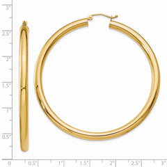 14K Polished 4mm Lightweight Tube Hoop Earrings - 7