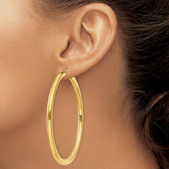 14K Polished 4mm Tube Hoop Earrings - 2
