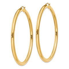 14K Polished 4mm Lightweight Tube Hoop Earrings - 2
