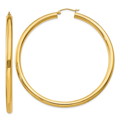 14K Polished 4mm Tube Hoop Earrings - 2