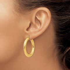 14k Yellow Gold Polished 5mm Lightweight Hoop Earrings - 2