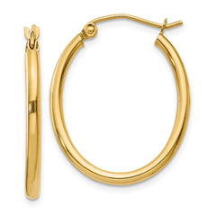 14k Oval Polished Hoop Earring - 3