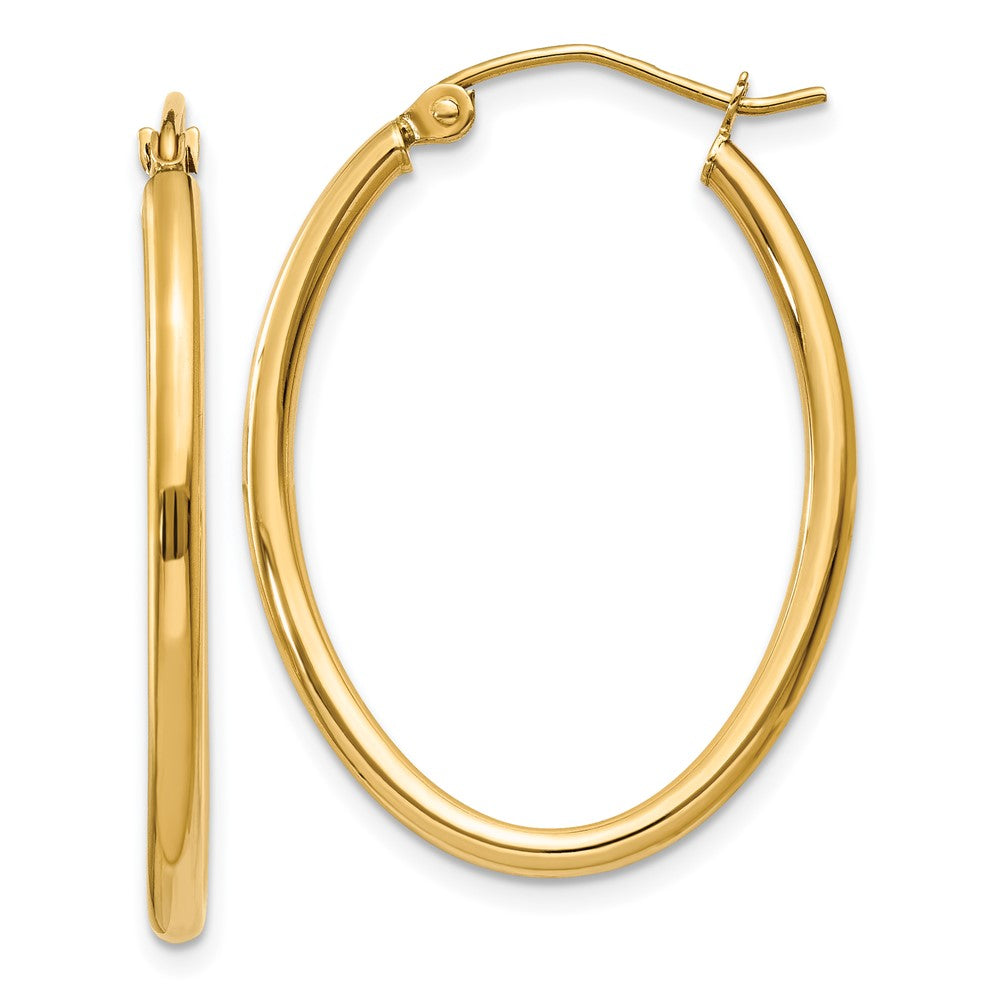14k Oval Polished Hoop Earring - 4