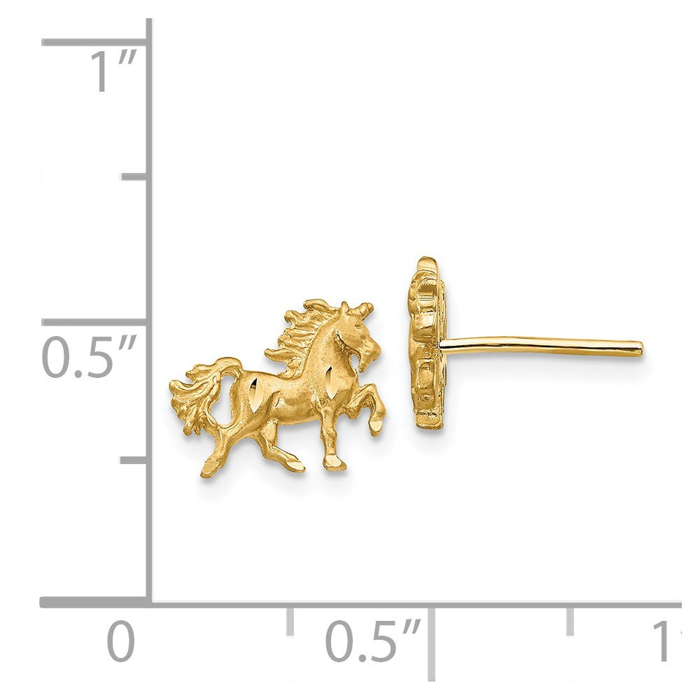 14k Satin Diamond-cut Unicorn Post Earrings