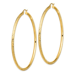 14k Lightweight 3mm Diamond-cut Hoop Earrings - 2