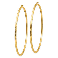 14k Lightweight 3mm Diamond-cut Hoop Earrings - 3