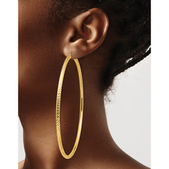 14k Lightweight 3mm Diamond-cut Hoop Earrings - 3