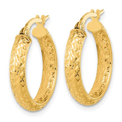 14K Polished and Diamond-cut Inside and Out Fancy Hoop Earrings - 2