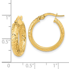 14K Polished and Diamond-cut Inside and Out Fancy Hoop Earrings - 2