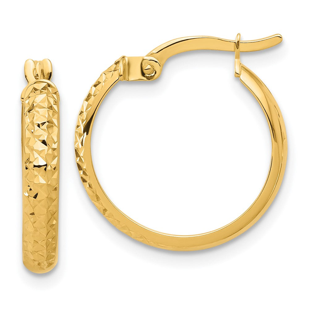 14K Polished and Diamond-cut Hoop Earrings - 4