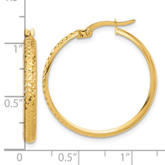 14K Polished and Diamond-cut Hoop Earrings - 5