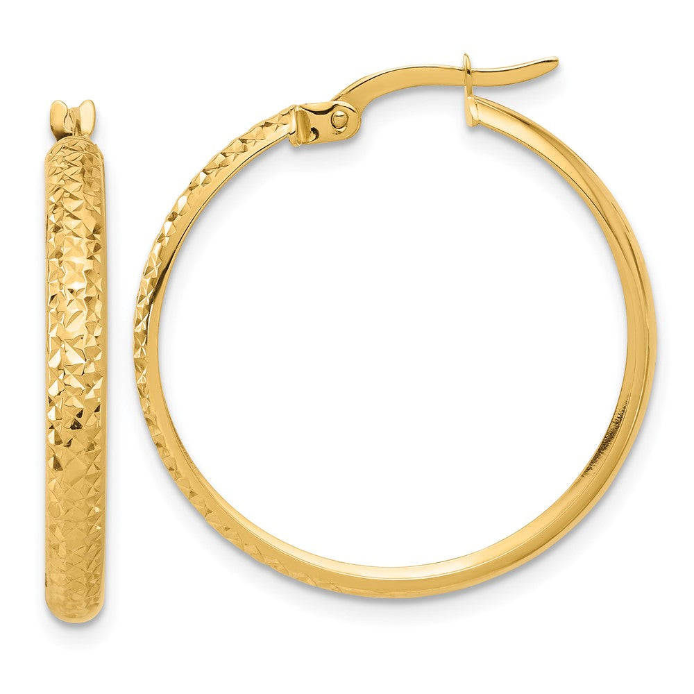 14K Polished and Diamond-cut Hoop Earrings - 5