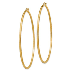 14k Satin and Diamond-cut 2mm Round Tube Hoop Earrings - 9
