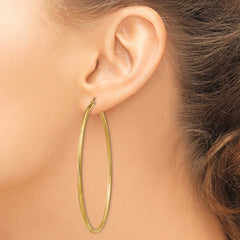 14k Satin and Diamond-cut 2mm Round Tube Hoop Earrings - 9