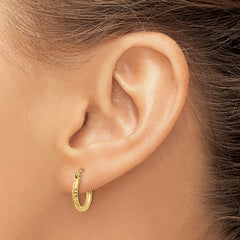 14k Diamond-cut 2mm Round Tube Hoop Earrings - 11