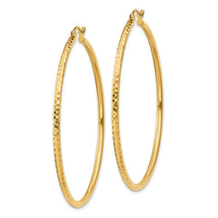 14k Diamond-cut 2mm Round Tube Hoop Earrings - 6