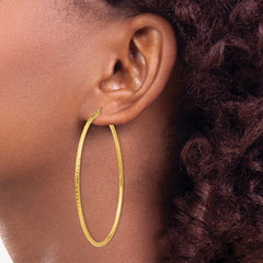 14k Diamond-cut 2mm Round Tube Hoop Earrings - 12