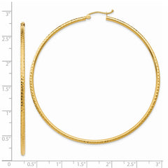 14k Diamond-cut 2mm Round Tube Hoop Earrings - 12