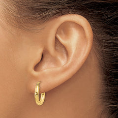 14k Diamond-cut 3mm Round Hoop Earrings - 2