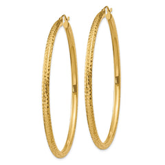 14k Diamond-cut 3mm Round Hoop Earrings - 8