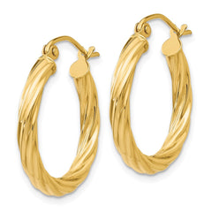 14k Polished 2.75mm Twisted Hoop Earrings - 2