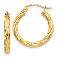 14k Polished 2.75mm Twisted Hoop Earrings - 2