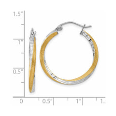 14k & Rhodium Diamond-cut 2.5mm Twisted Hoop Earrings - 2