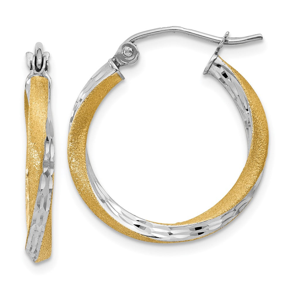14k & Rhodium Diamond-cut 2.5mm Twisted Hoop Earrings - 3