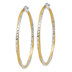 14k & Rhodium Diamond-cut 2.5mm Twisted Hoop Earrings - 4