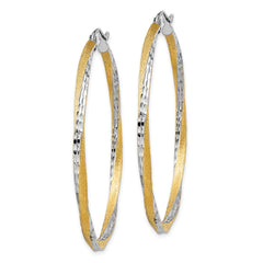 14k & Rhodium Diamond-cut 2.5mm Twisted Hoop Earrings - 5