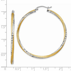 14k & Rhodium Diamond-cut 2.5mm Twisted Hoop Earrings - 5